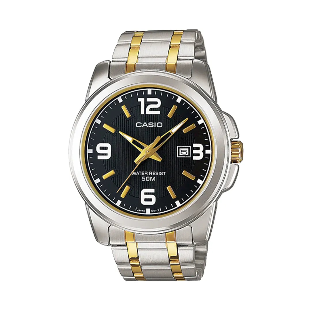 MTP-1314SG-1AVDFCasio MTP-1314SG-1AVDF Black Dial Two-Tone Stainless Steel Watch