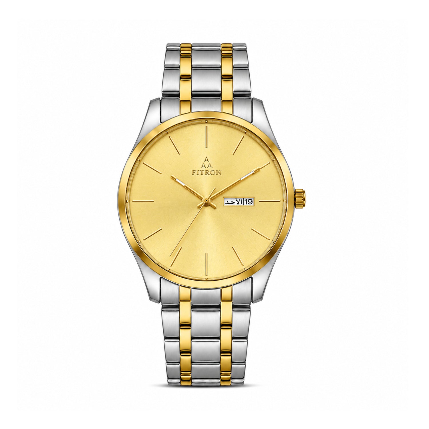 Fitron 9326M Gold Dial Two Tone Stainless Steel Watch