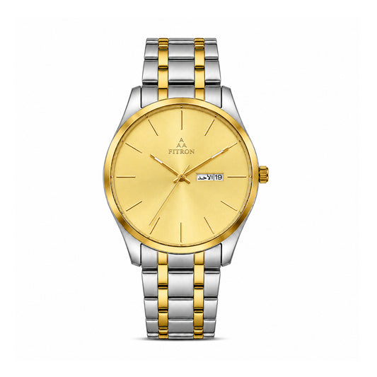 Fitron 9326M Gold Dial Two Tone Stainless Steel Watch