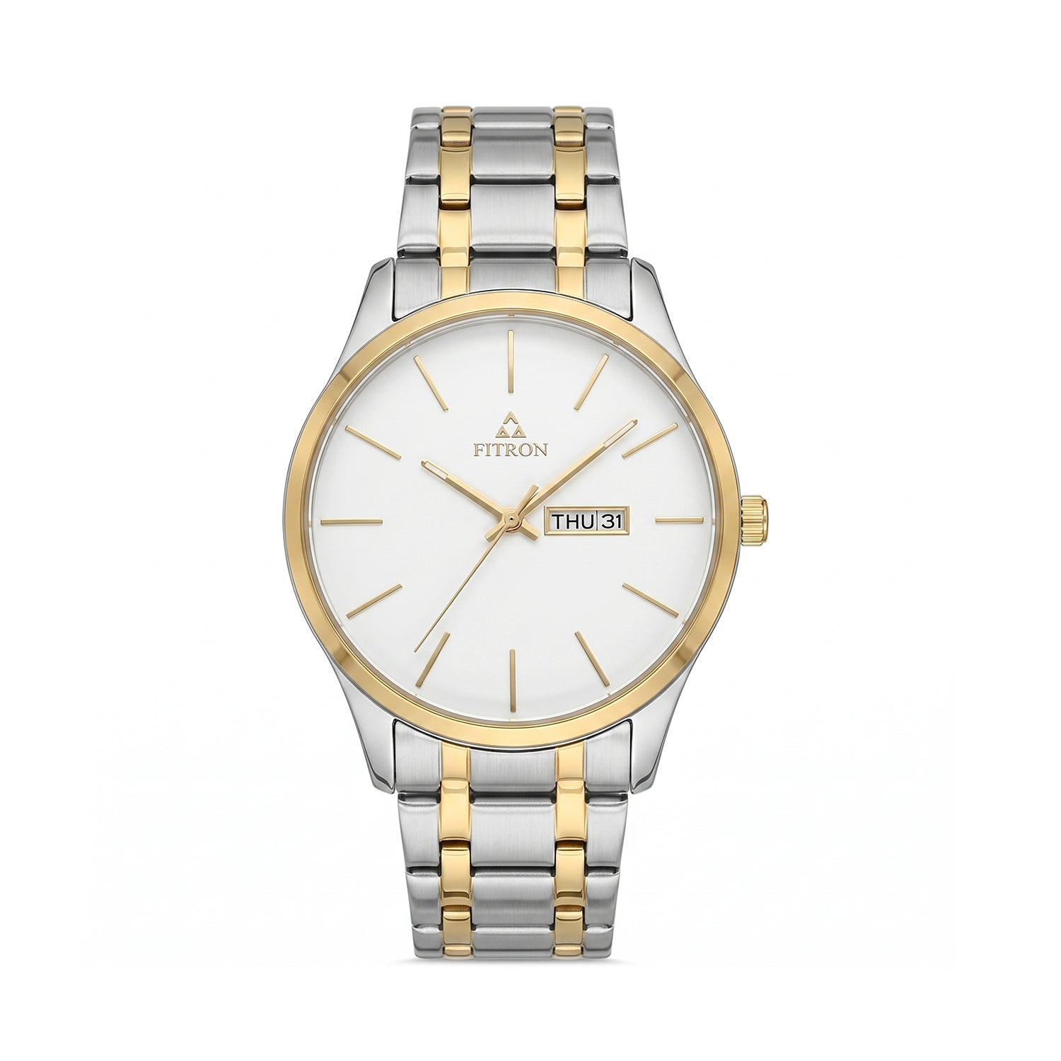 Fitron 9326M White Dial Two Tone Stainless Steel Watch