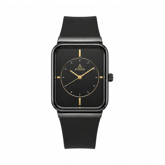 Fitron 9356M Black Dial Rubber Strap Watch