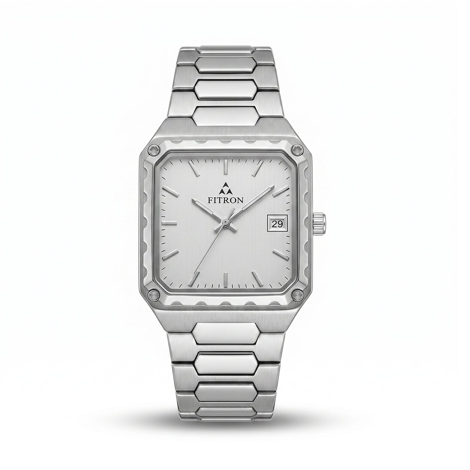 Fitron 9979M White Dial Stainless Steel Square Watch