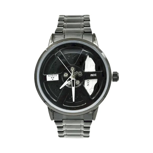 Fitron 9865M Men’s Analog Sports Watch – Black Steel with White Accents