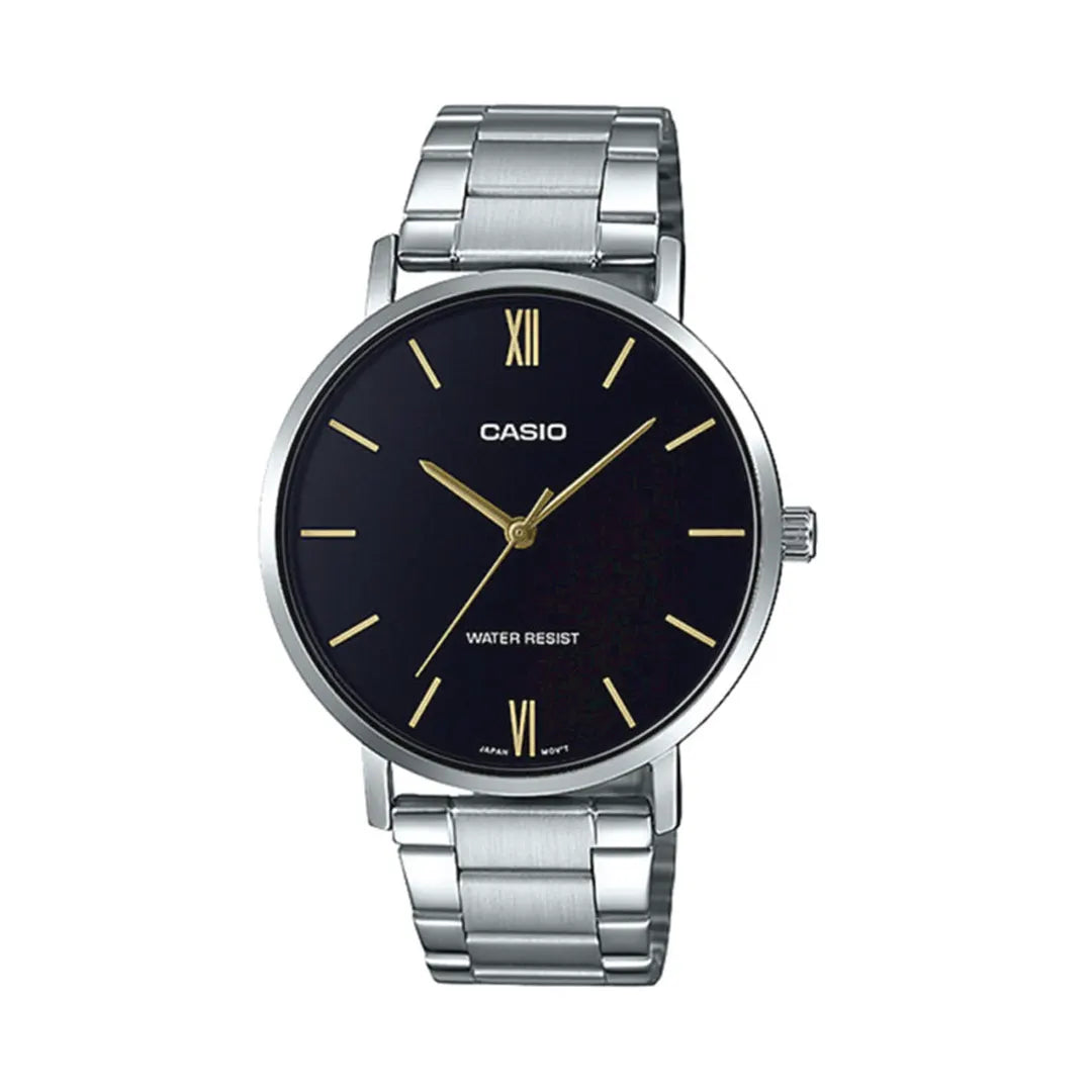 Casio MTP-VT01D-1BUDF Black Dial Stainless Steel Men’s Watch