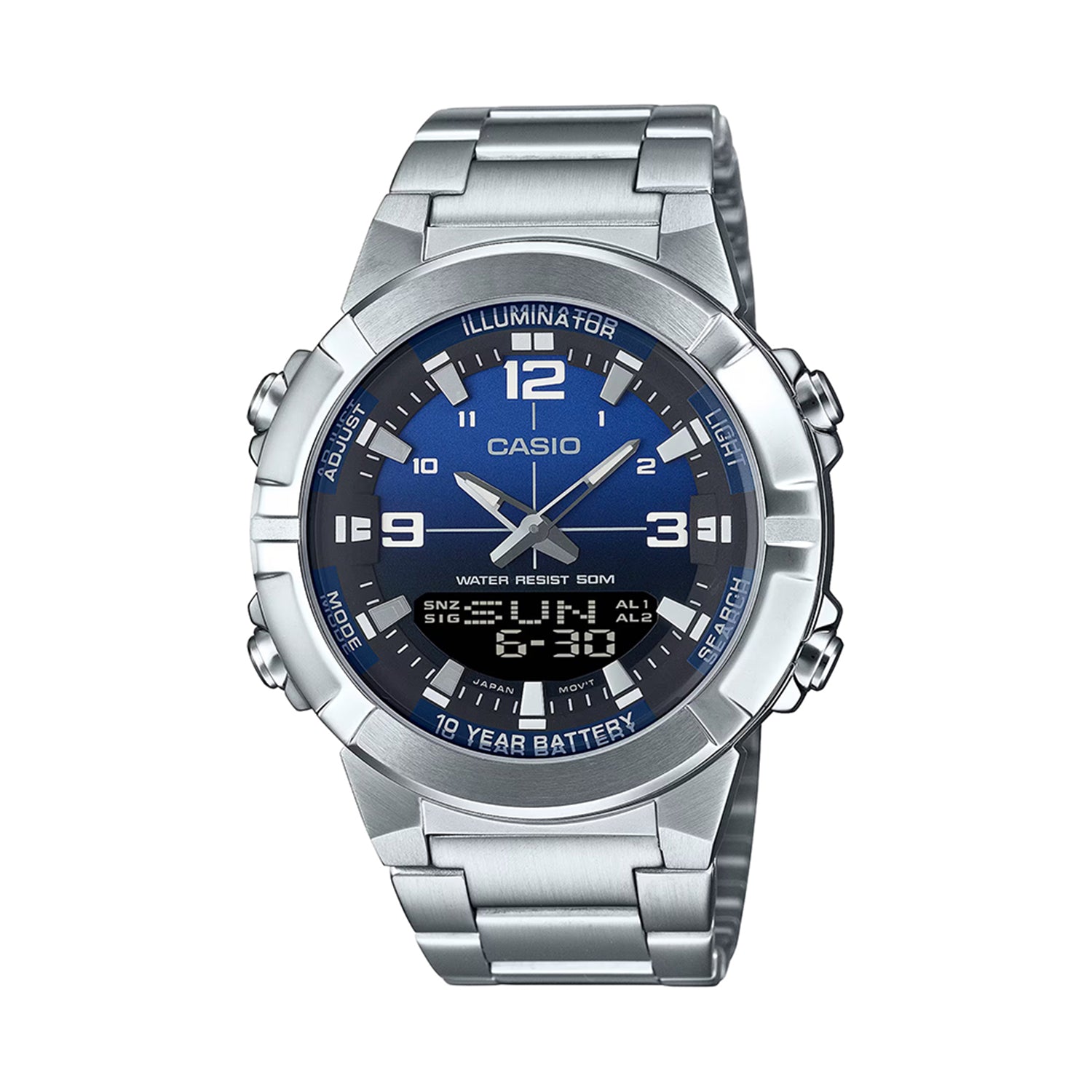 Casio AMW-870DA-2A1V Analog-Digital Stainless Steel Watch