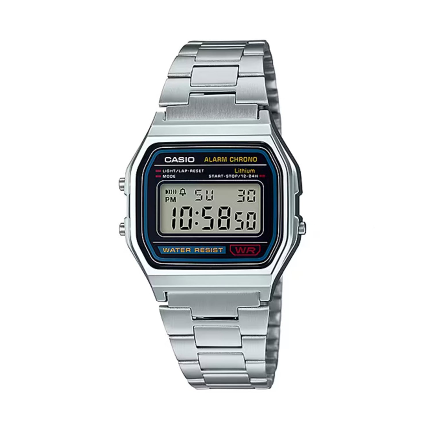 Casio A158WA-1DF Vintage Digital Silver Stainless Steel Watch