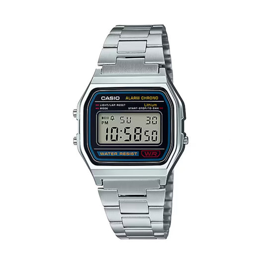 Casio A158WA-1DF Vintage Digital Silver Stainless Steel Watch
