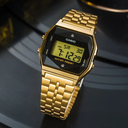 Casio A159WGED-1A – Gold Digital Diamond Watch