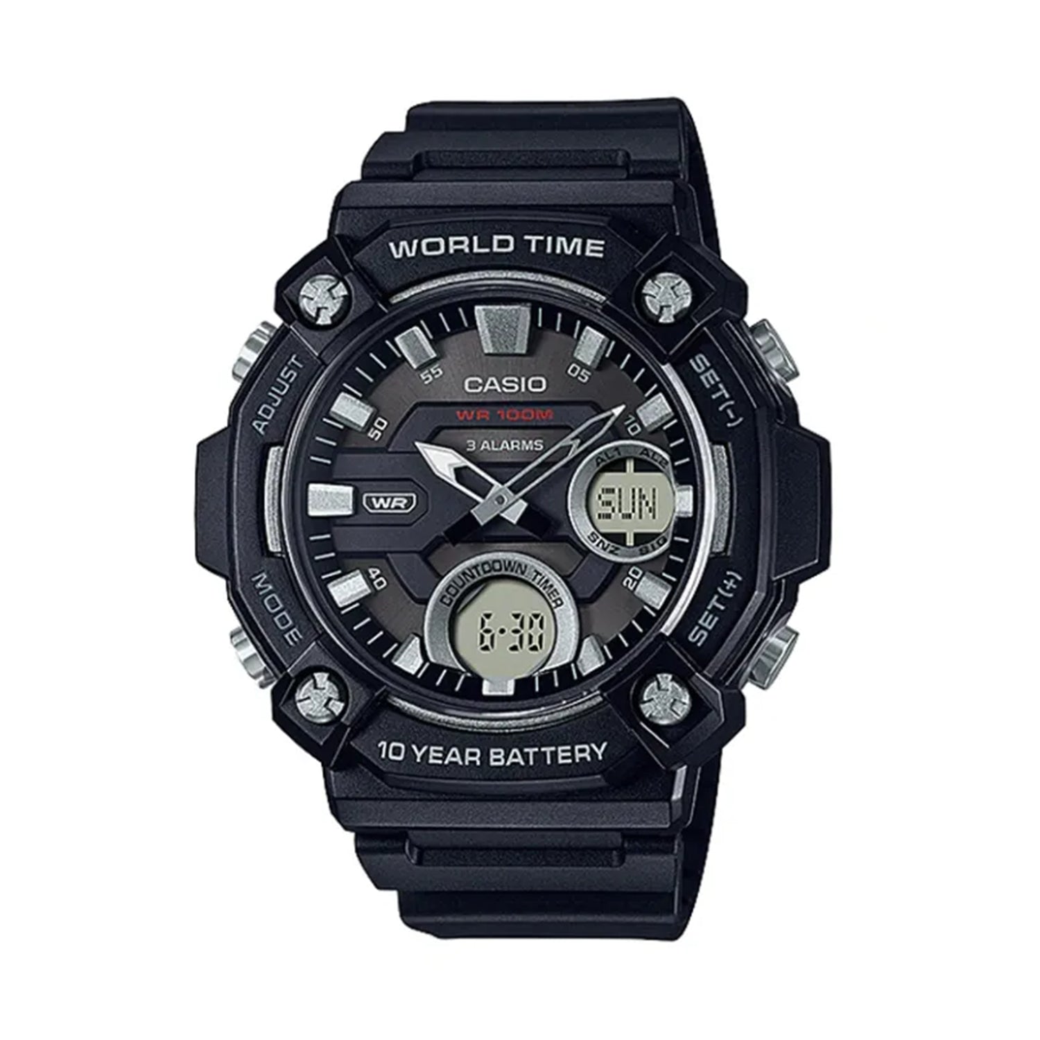 Casio AEQ-120W-1AVDF Analog-Digital Black Resin Watch