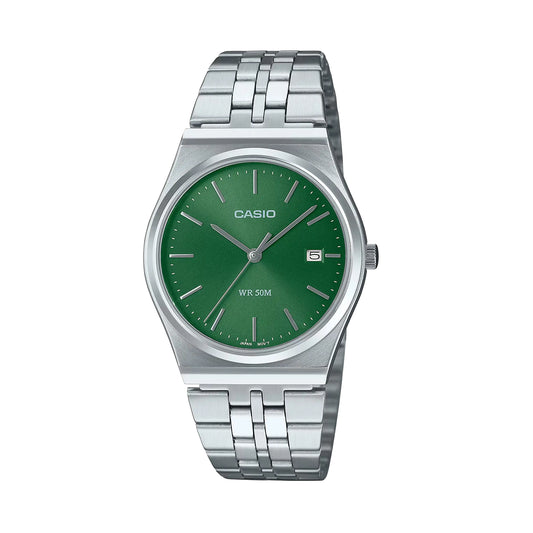 Casio MTP-B145D-3A Green Dial Stainless Steel Watch