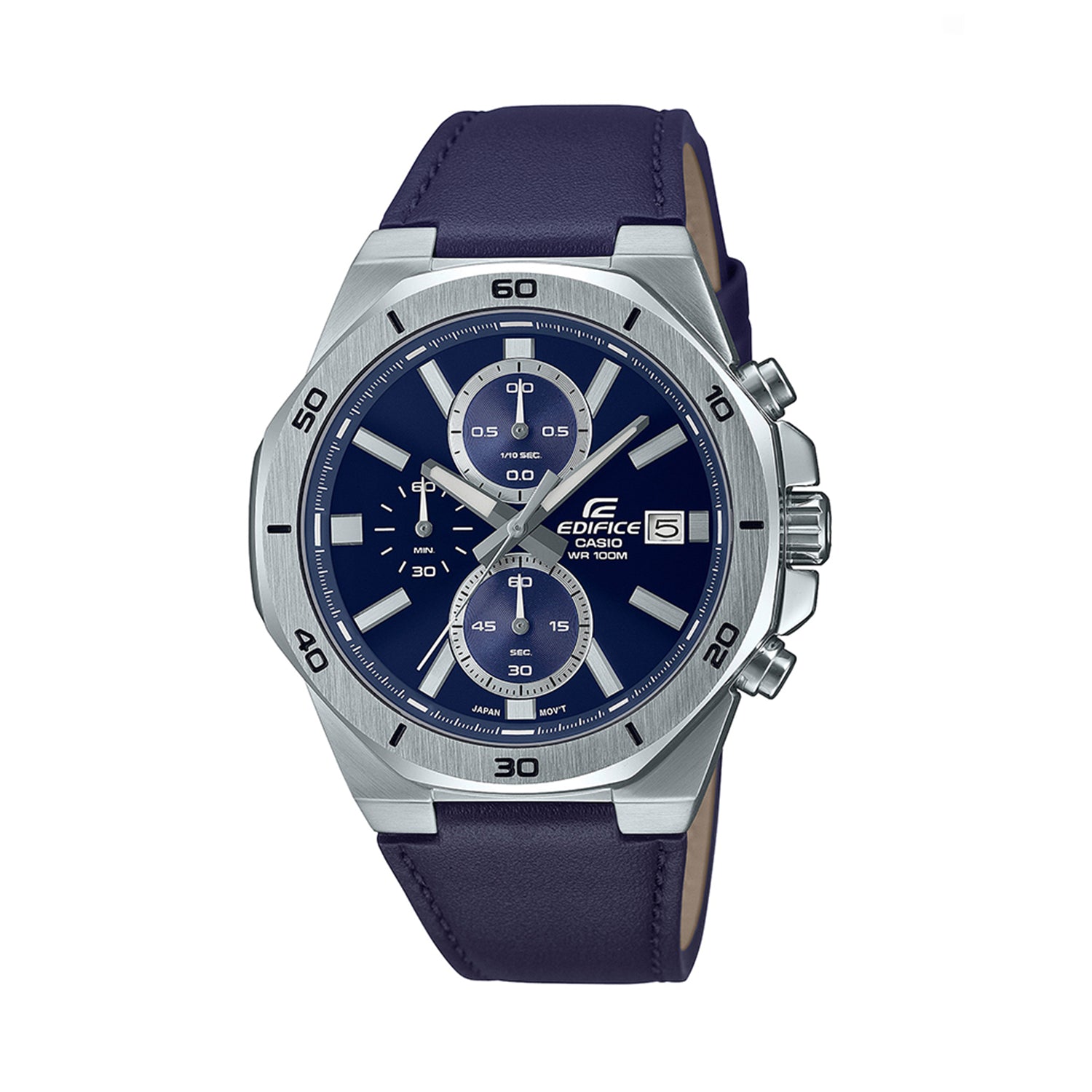 Casio Edifice EFV-640L-2A Blue Dial Chronograph Leather Strap Men’s Watch