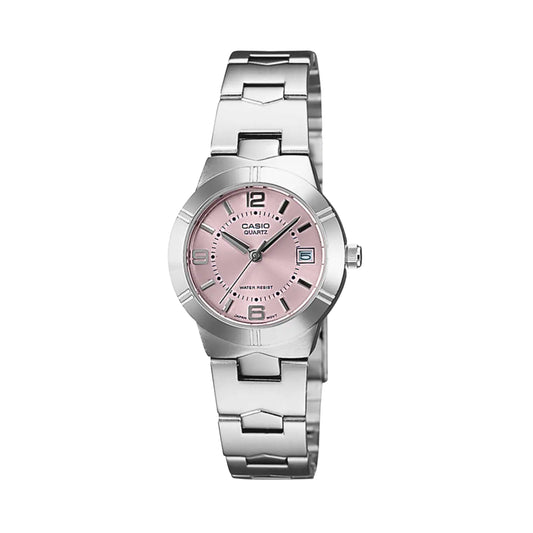 Casio LTP-1241D-4A Pink Dial Women’s Stainless Steel Watch