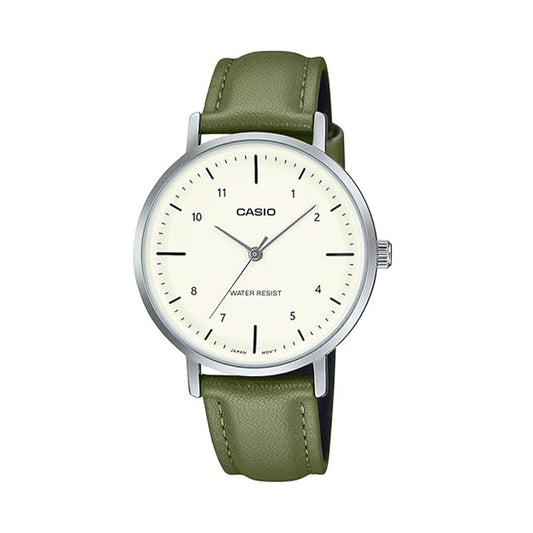Casio LTP-VT03L-3B Green Dial Leather Women’s Watch