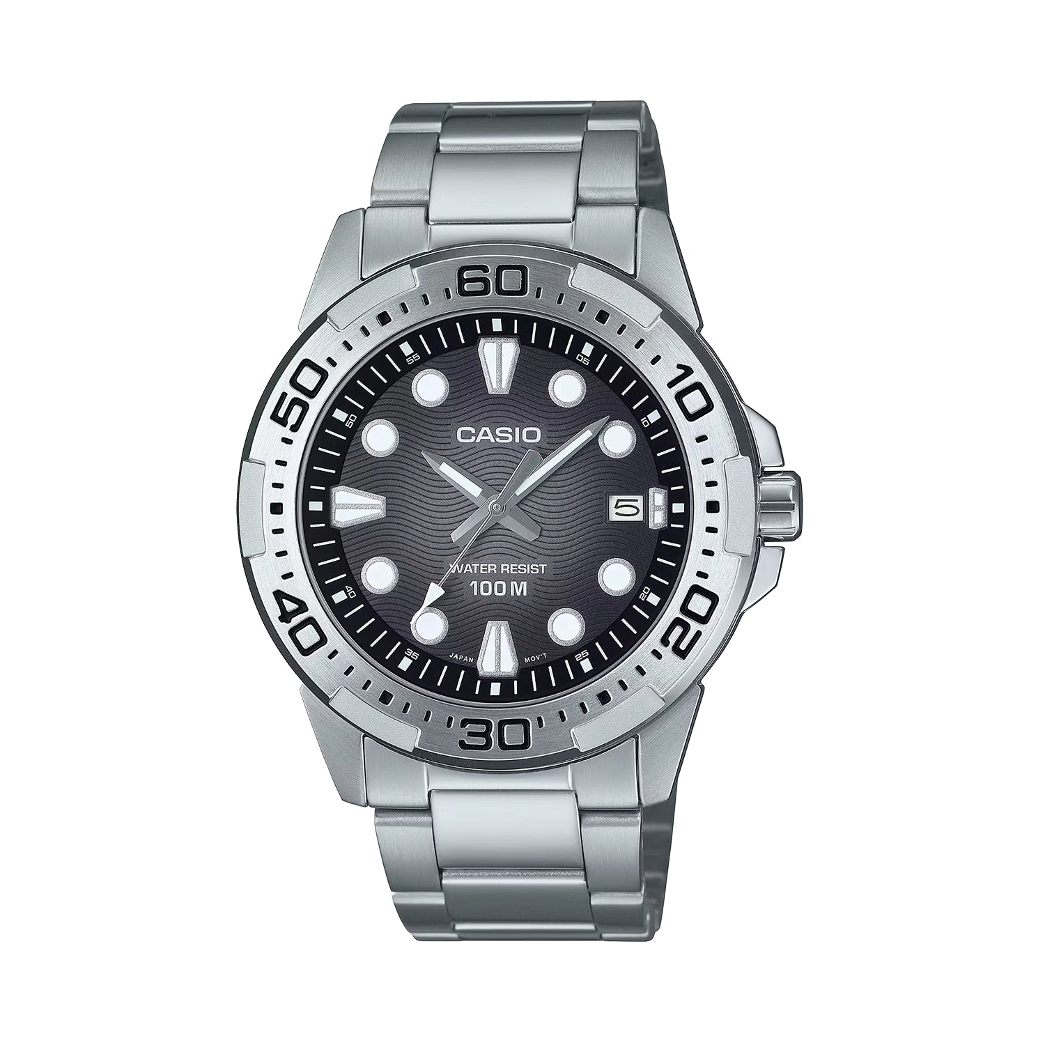 Casio MTD-140D-1AV Black Dial Stainless Steel Watch