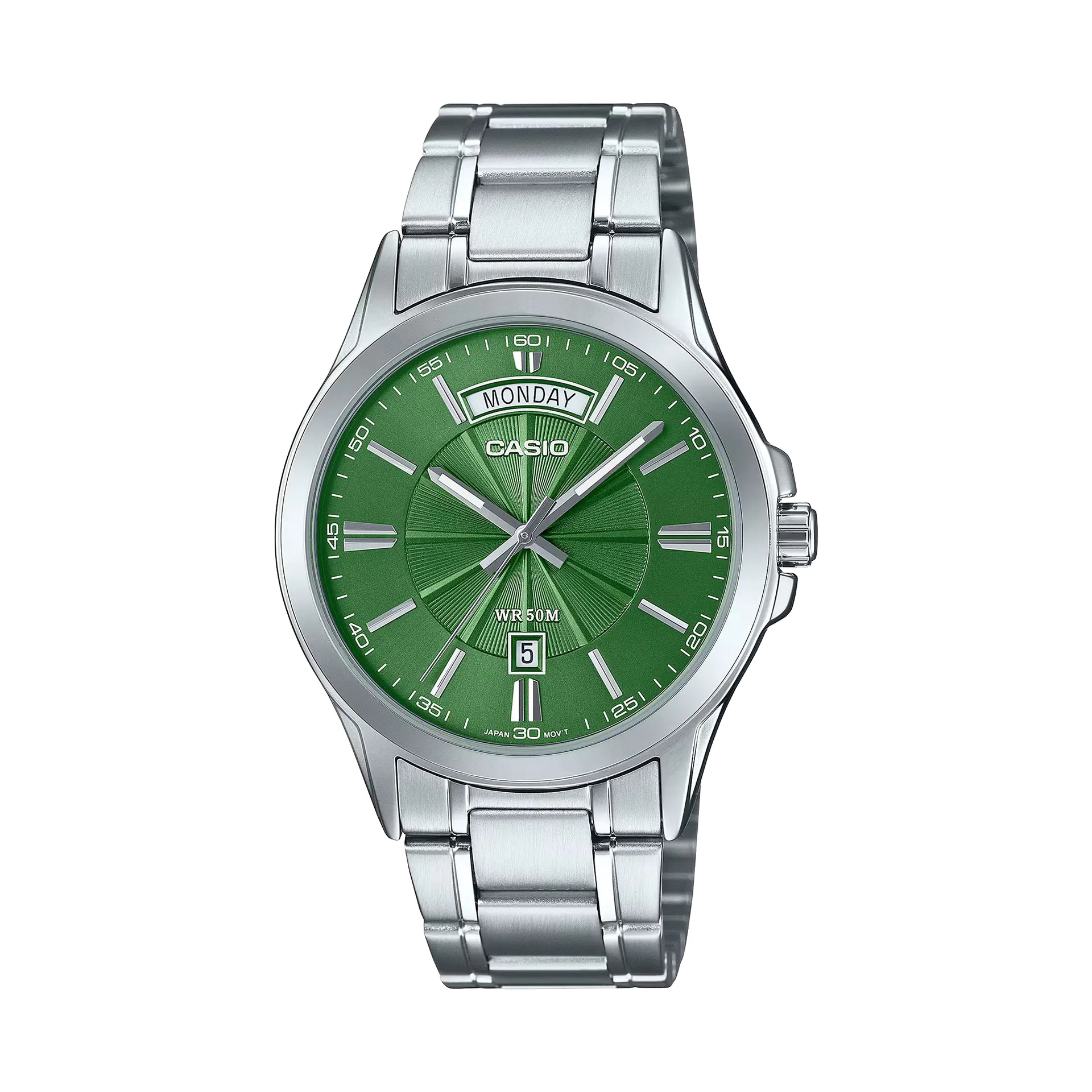 Casio MTP-1381D-3AVDF Stainless Steel Day-Date Watch