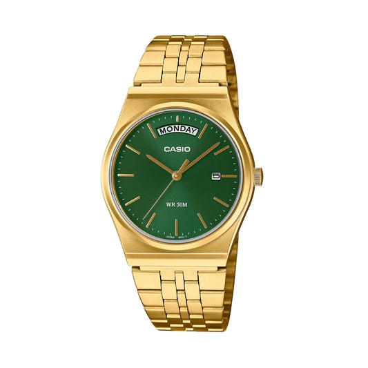 Casio MTP-B146G-3A Green Dial Gold Stainless Steel Watch