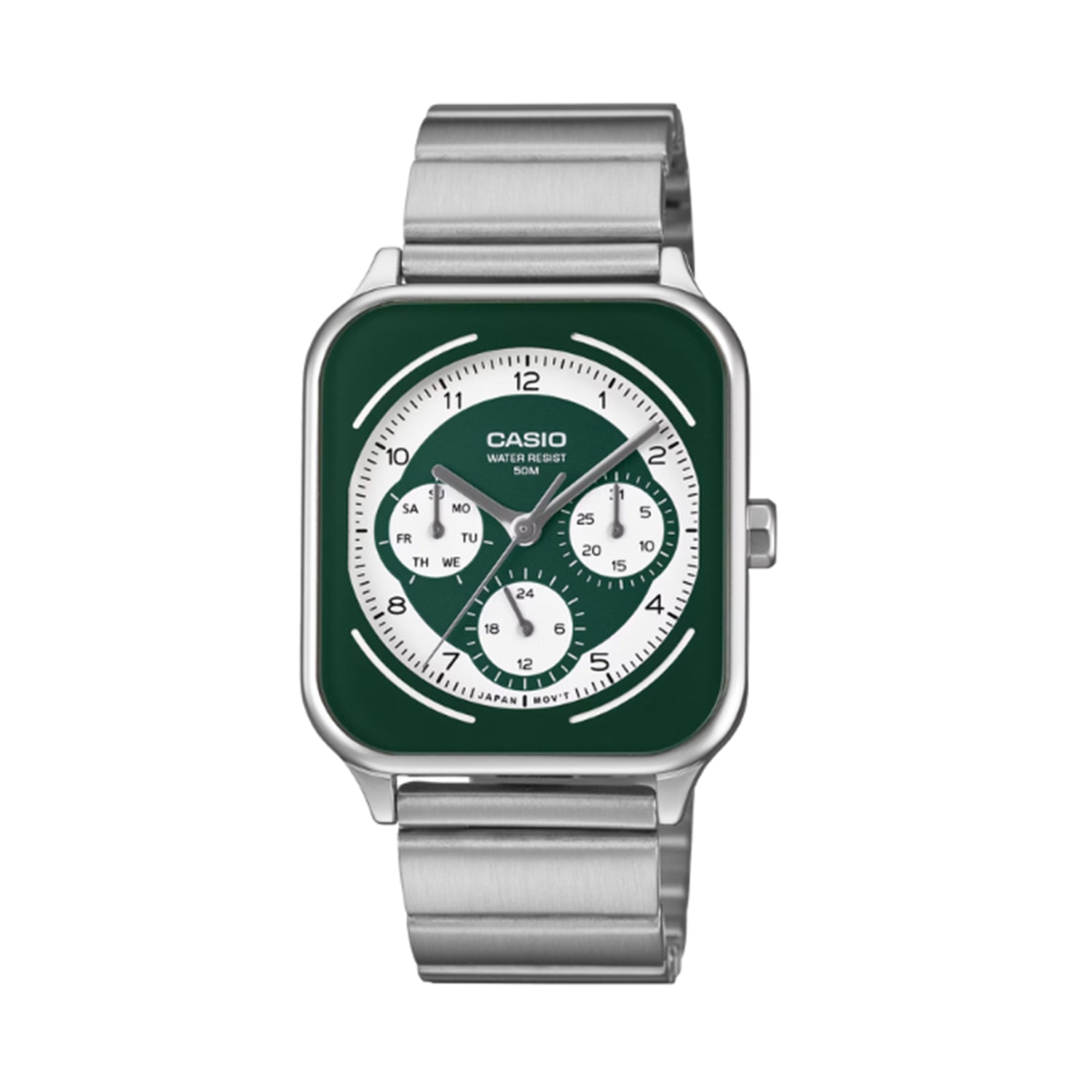 Casio MTP-M307D-3BV Green Dial Stainless Steel Analog Watch