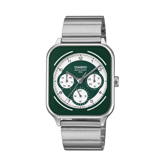 Casio MTP-M307D-3BV Green Dial Stainless Steel Analog Watch