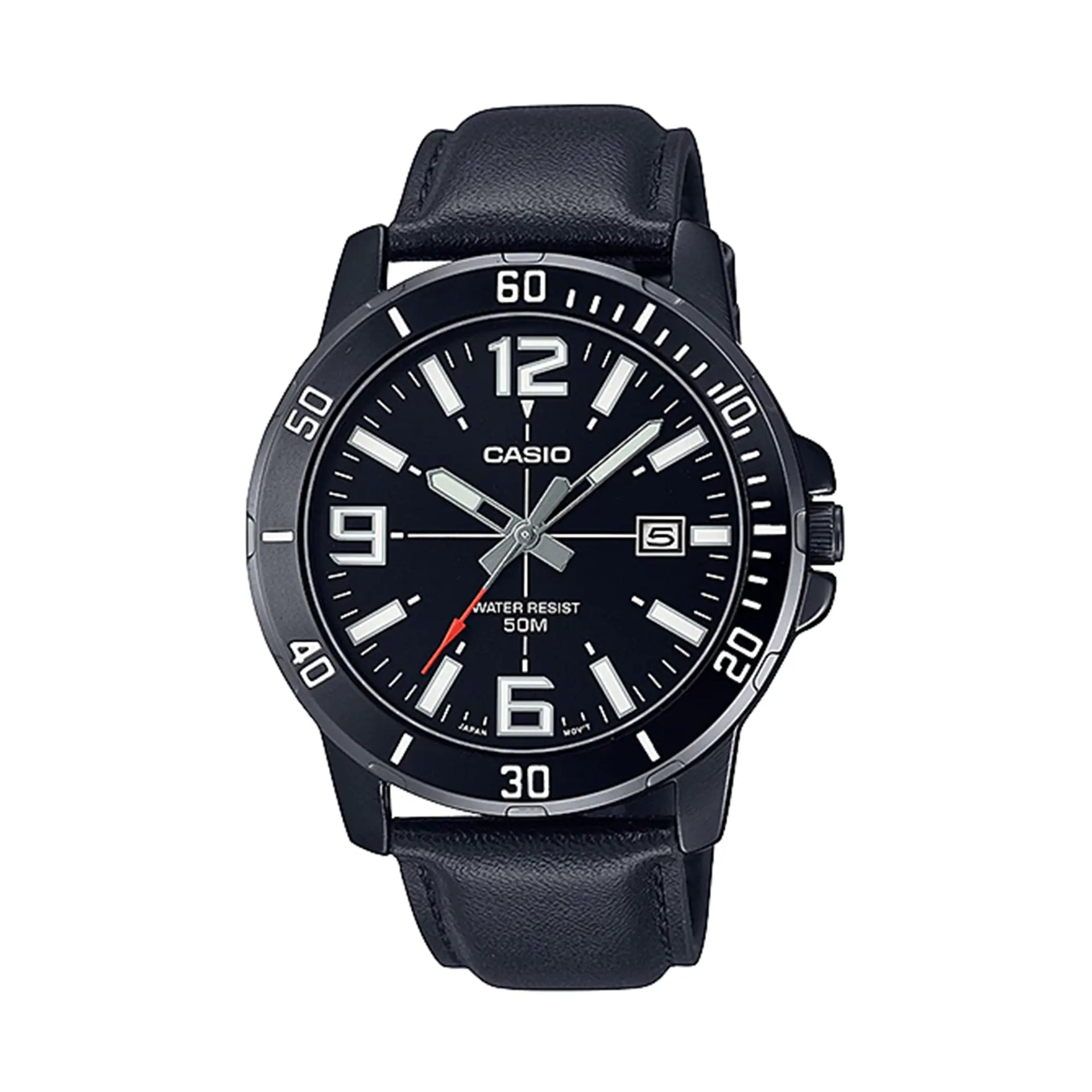 Casio MTP-VD01BL-1B – Classic Black Leather Men's Watch