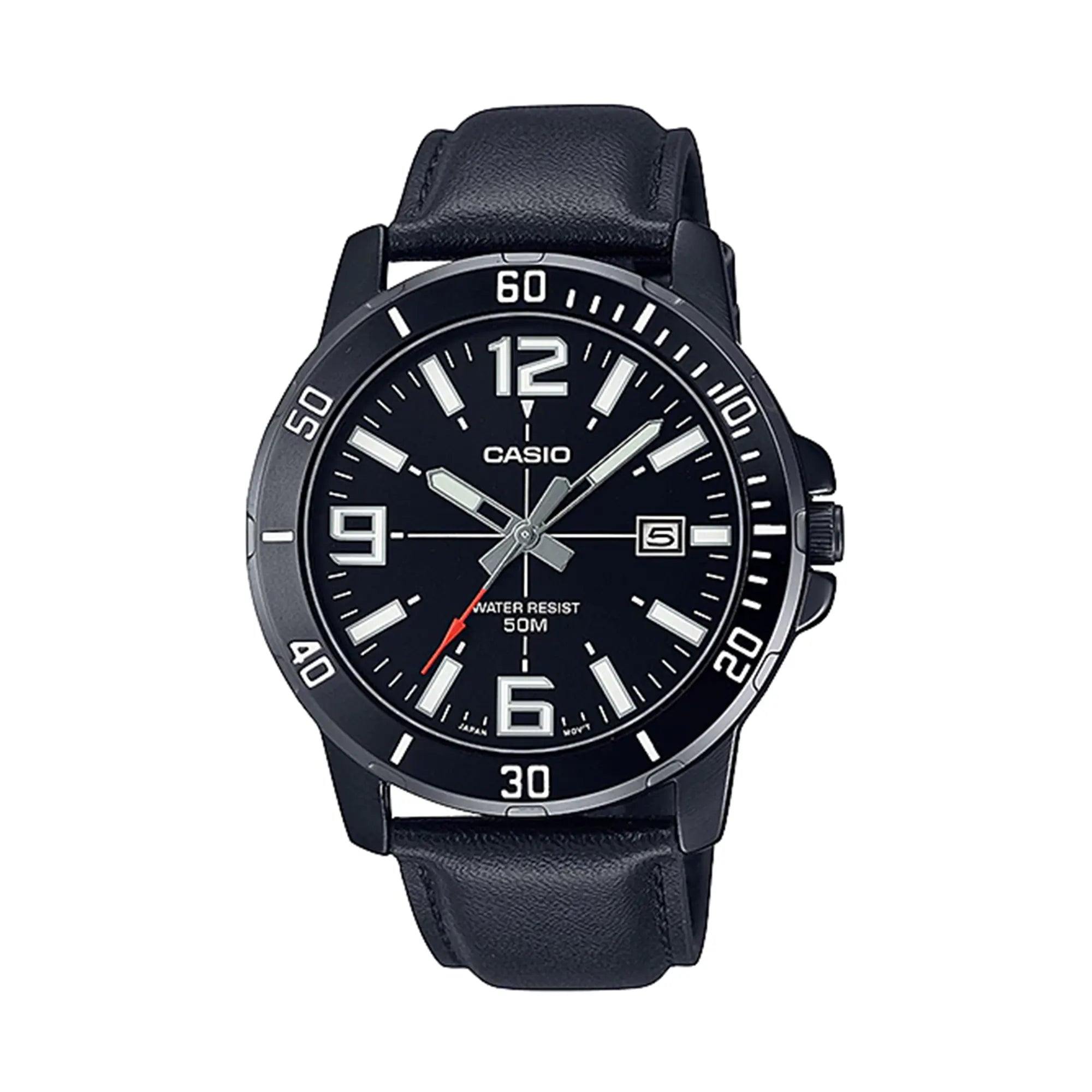 Casio MTP-VD01BL-1B – Classic Black Leather Men's Watch