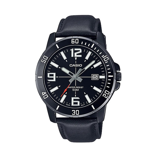 Casio MTP-VD01BL-1B – Classic Black Leather Men's Watch
