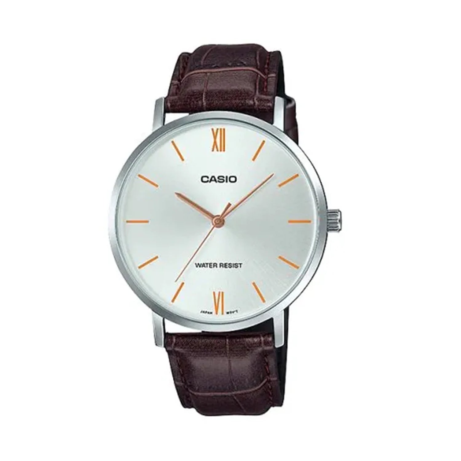 Casio MTP-V004L-7AV White Dial Brown Leather Strap Men’s Watch