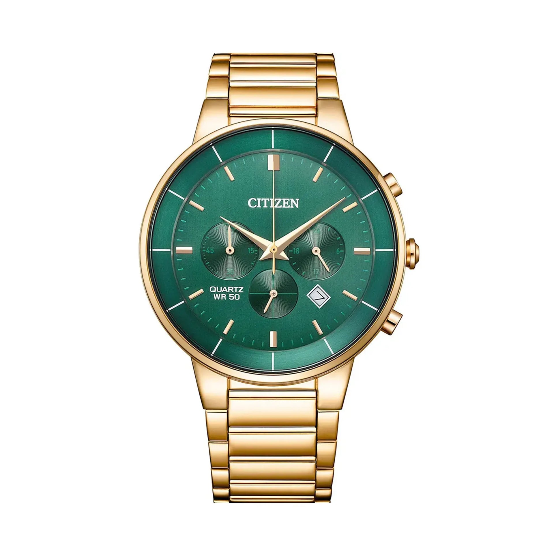 Citizen AN8223-54X Green Dial Rose Gold Stainless Steel Chronograph Watch