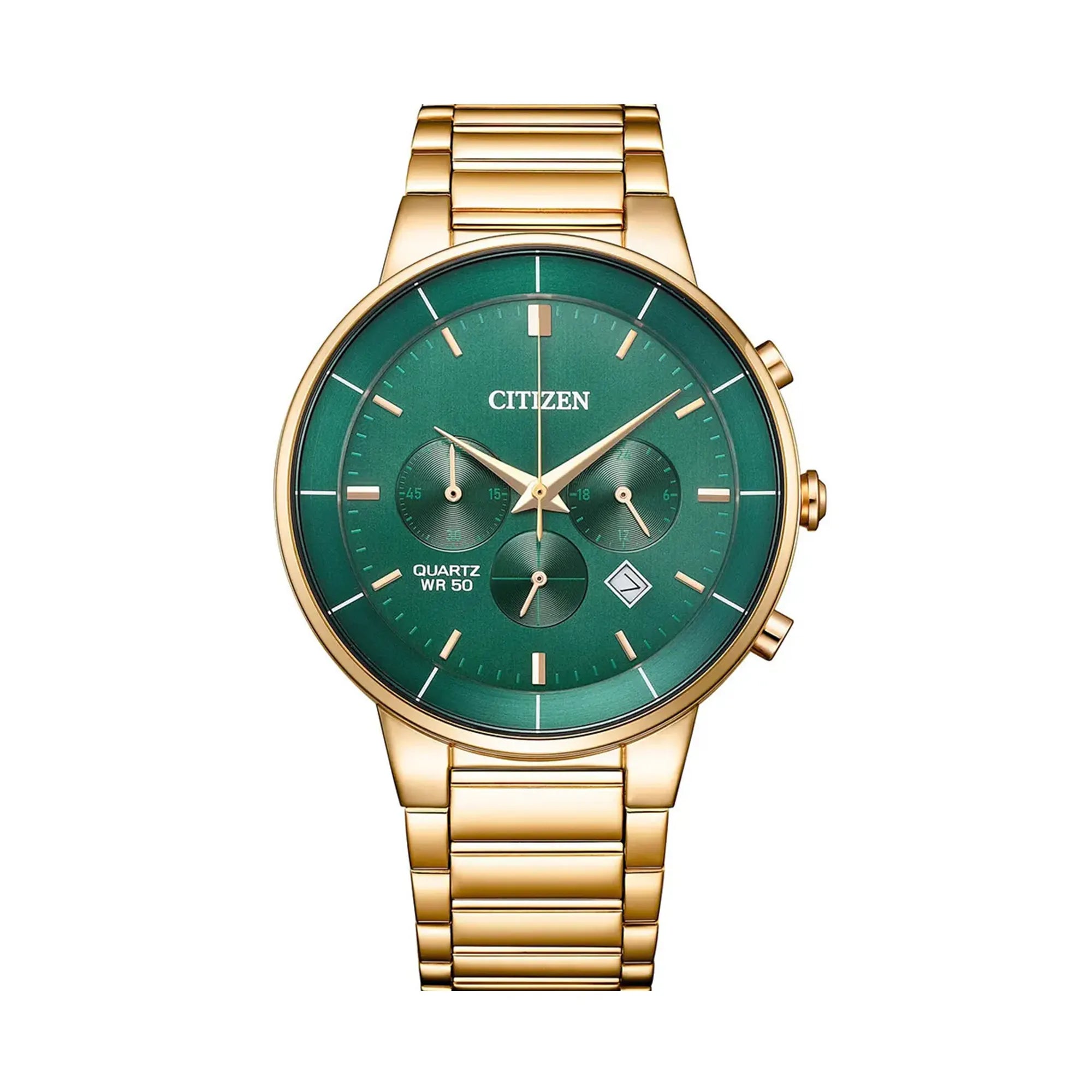 Citizen AN8223-54X Green Dial Rose Gold Stainless Steel Chronograph Watch