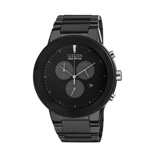 Citizen AT2245-57E Eco-Drive Black Dial Black Ion-Plated Stainless Steel Chronograph Watch