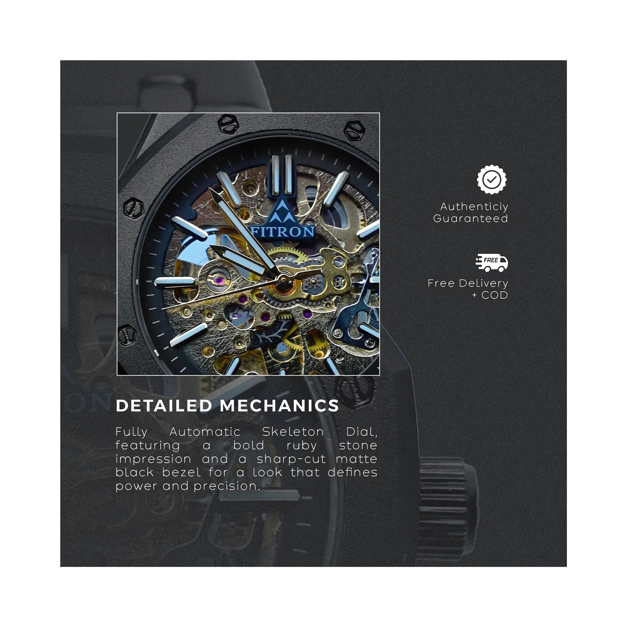 Fitron 117193M Automatic Skeleton Dial Watch