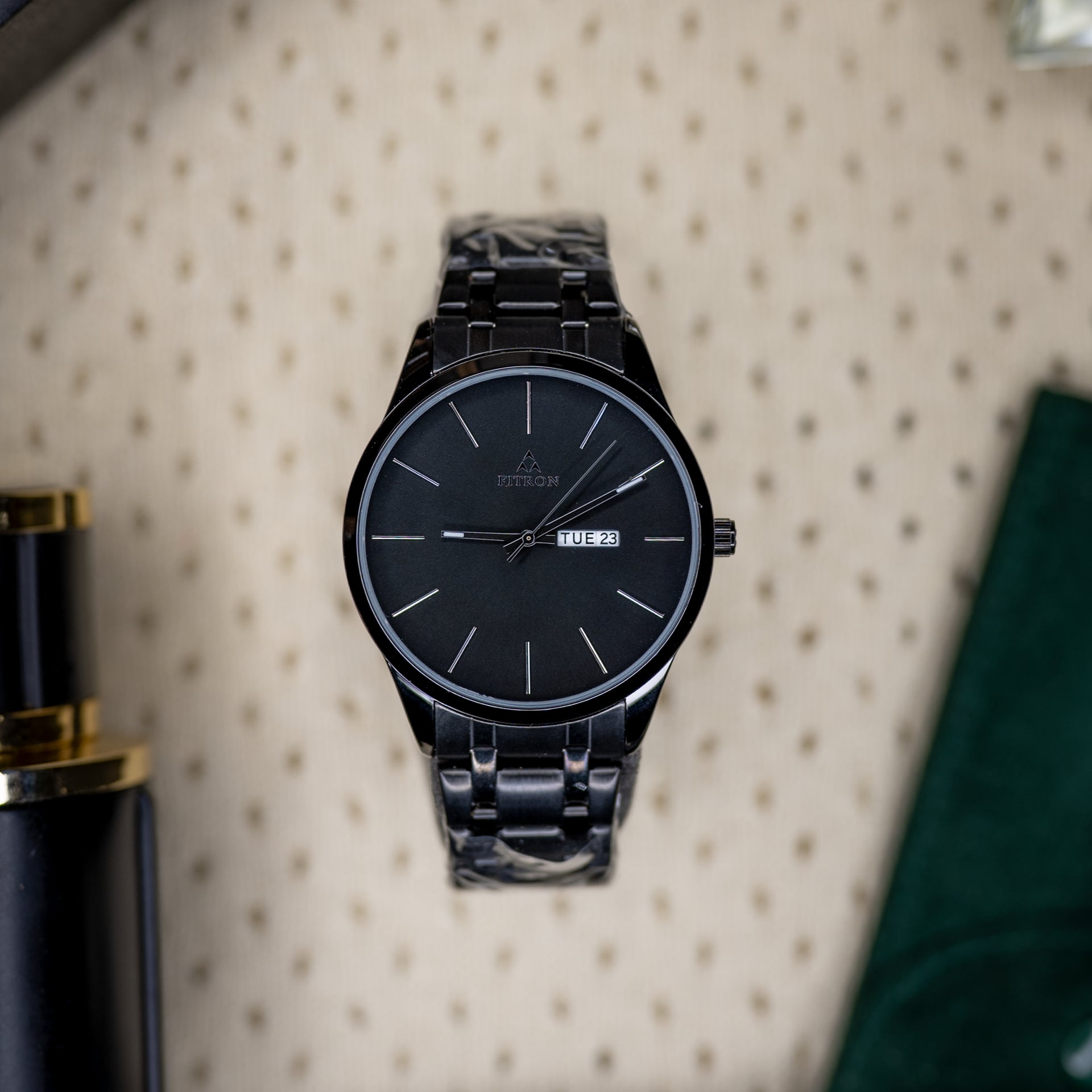 Fitron 9326M Stainless Steel Watch with Day-Date Display