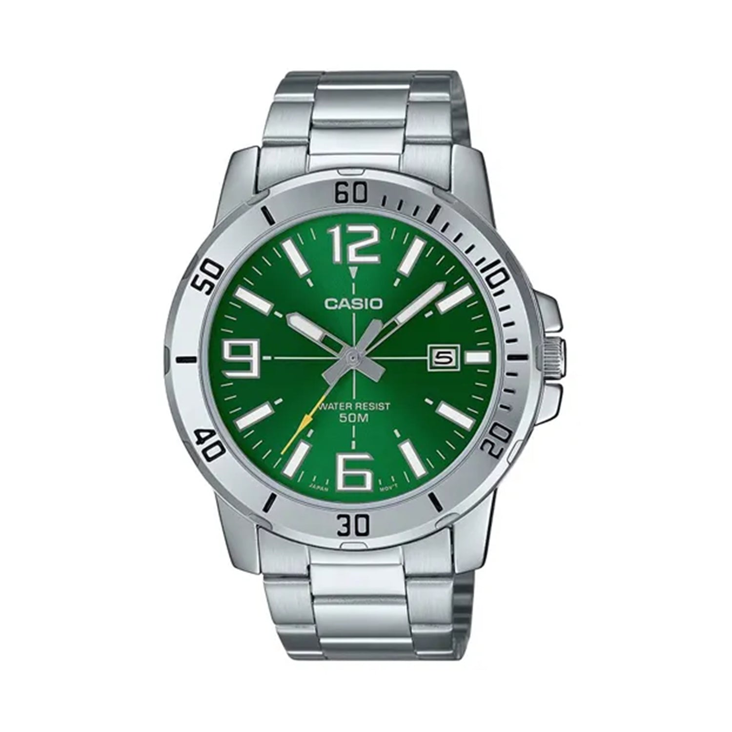 Casio MTP-VD01D-3B Green Dial Stainless Steel Watch