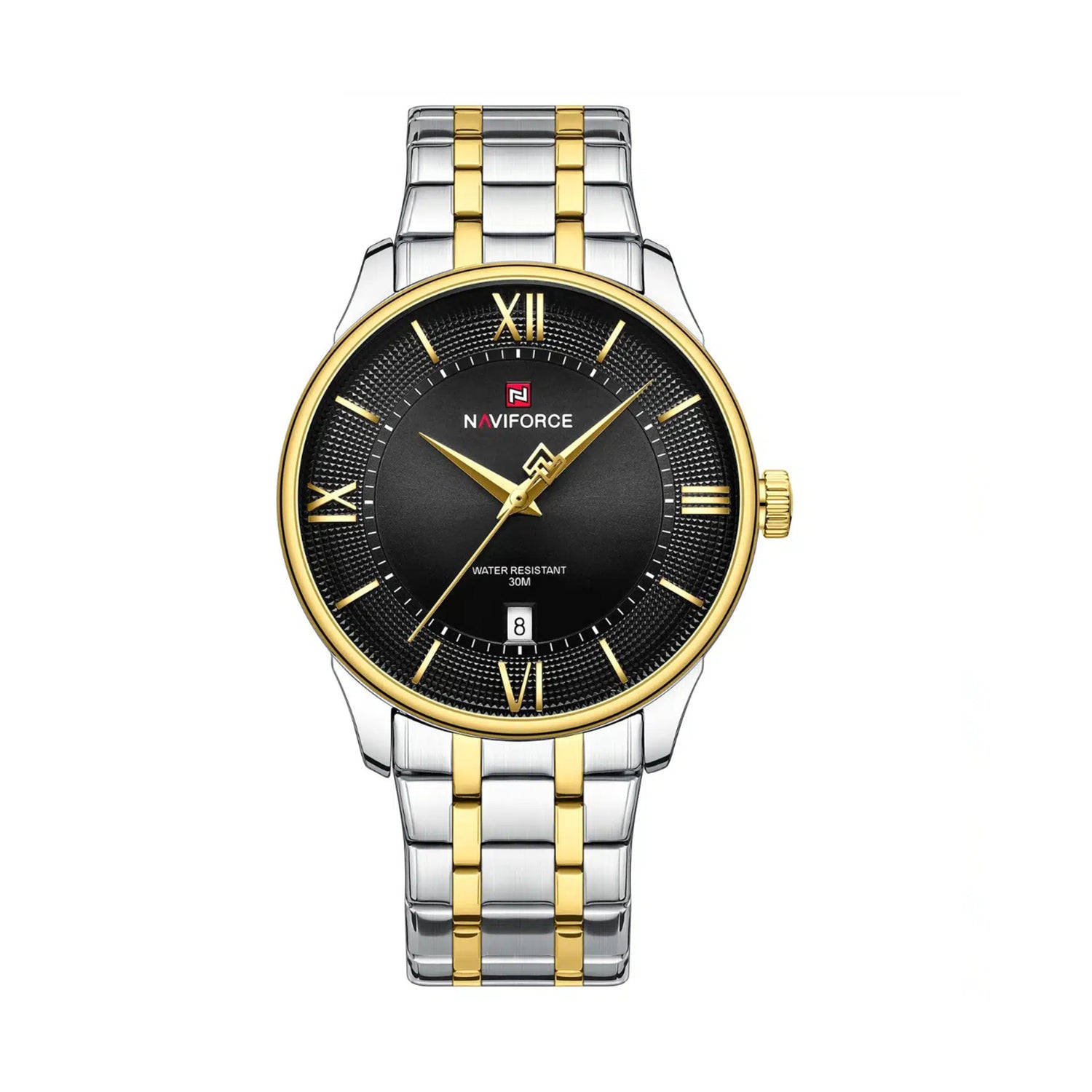 Naviforce NF9272S Black Dial Two-Tone Stainless Steel Watch