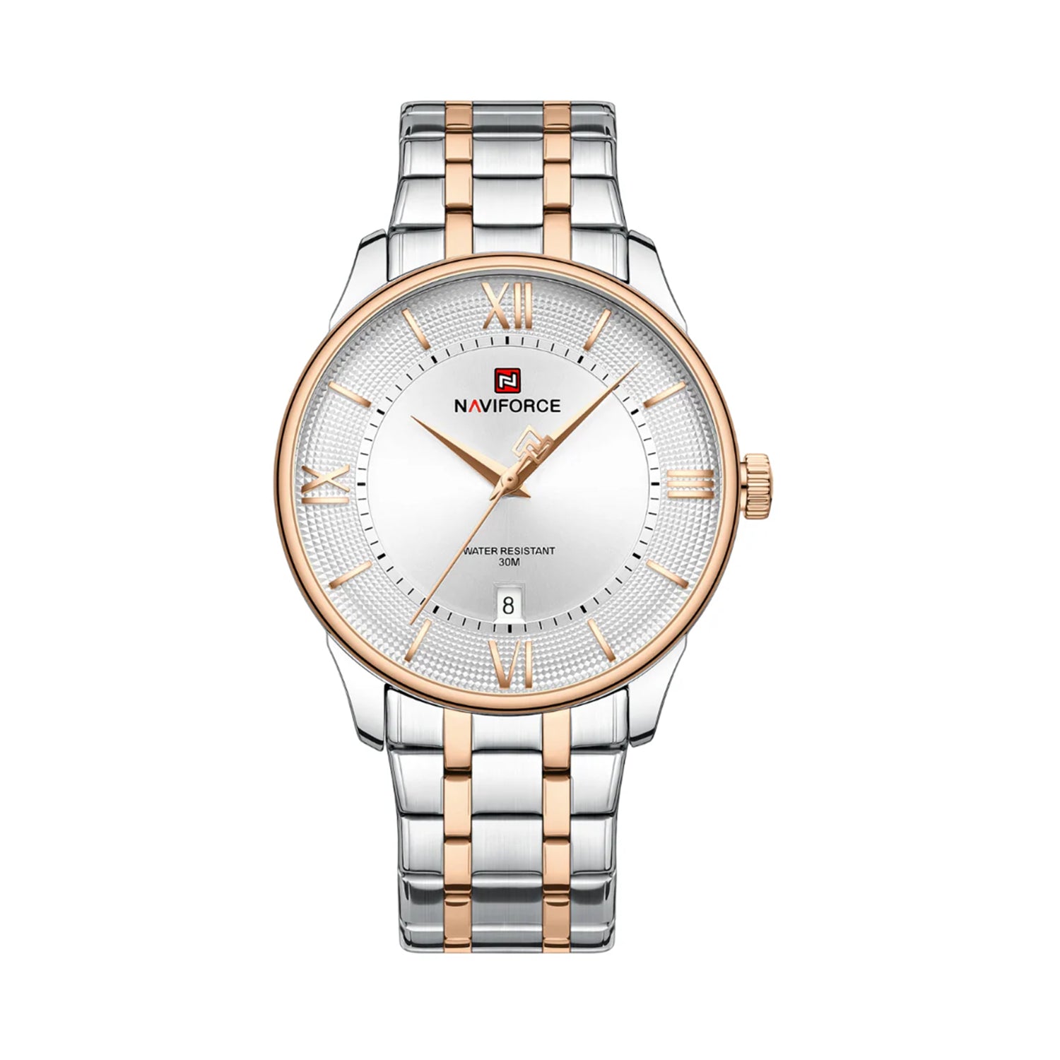 Naviforce NF9272S Silver Dial Two-Tone Stainless Steel Watch