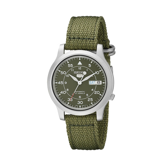 Seiko SNK805K2 Automatic Green Dial Military Canvas Strap Watch