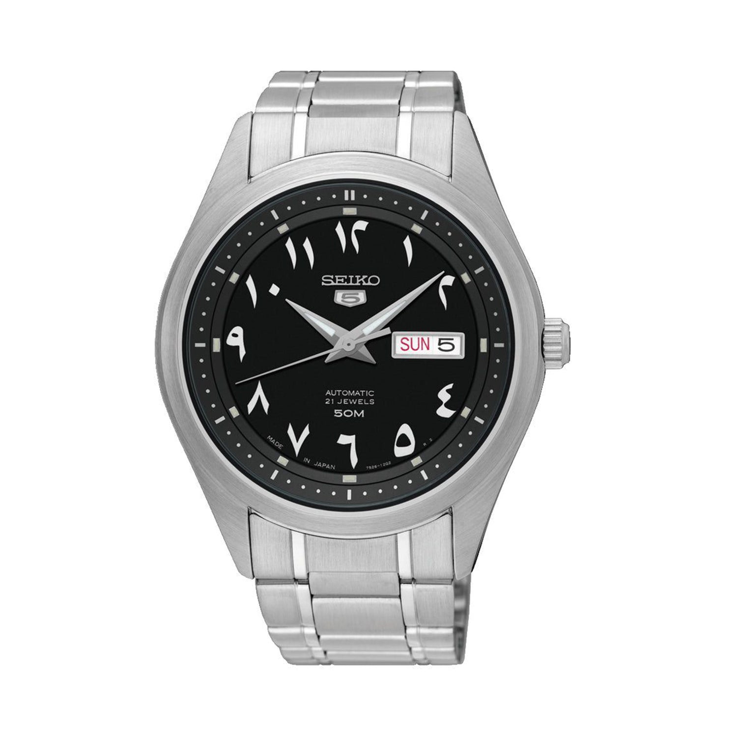 Seiko 5 SNKP21J1 Automatic Black Arabic Dial Stainless Steel Watch